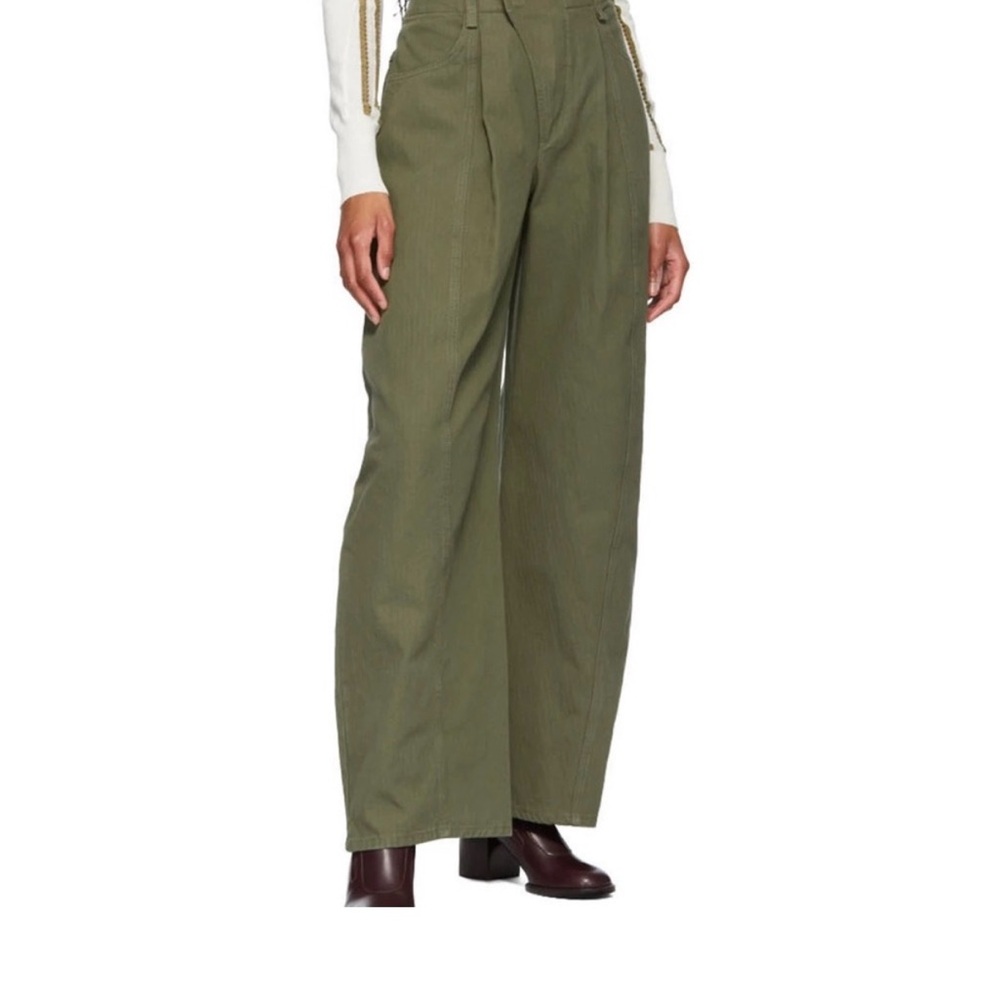 Green Wide-Leg Women's Pants